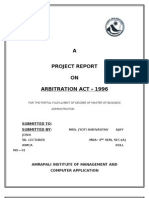 A Project Report ON Arbitration Act - 1996: Submitted To: Submitted by