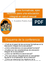 Las Acciones Formativas, Ejes Rectores para Una Educación Integral en La Salud Sexual.