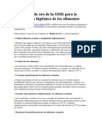 Diez Reglas de Oro de La OMS para La Preparación Higiénica de Los Alimentos