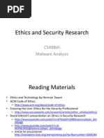 Ethics and Security Research: CS498sh Malware Analysis