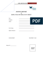 Employee Information Sheet: Joining Report