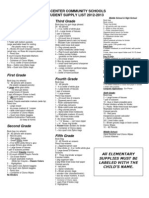 K-12 Student Supply List For 2012-2013