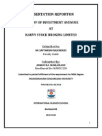 Dissertation Report ON: A Study of Investment Avenues AT Karvy Stock Broking Limited