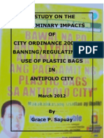 Preliminary Impacts of The Ban On Plastic Bags in Antipolo City - Final