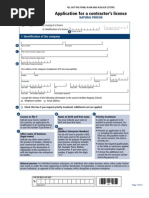 Contractor Licence Application Natural Person