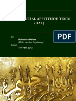 Differential Apptitude Tests (DAT) : By: (M.Sc. Applied Psychology) Dated