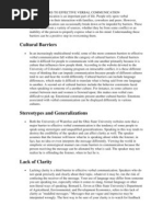 Barriers To Effective Verbal Communication