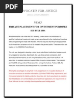 SEC Rule 144A - Private Placement For Investment Purposes