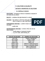 Solutions and Solubility Notes