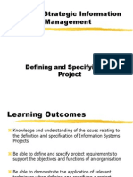 CP3026: Strategic Information Systems Management: Defining and Specifying The Project