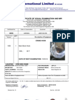 Certificate of Visual Examination and Mpi: Description of Equipment Crane Hook