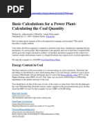 Basic Calculations For A Power Plant