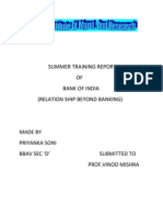 Summer Training Report OF Bank of India (Relation Ship Beyond Banking)