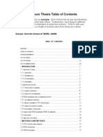 Sample Honours Thesis Table of Contents