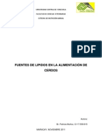 Fuentes de Lipidos en La Alimentación de Cerdos