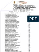 Lista de Nuevo Ingreso Escuela Normal Urbana Federal "Rafael Ramirez" para El Ciclo Escolar 2012-2013