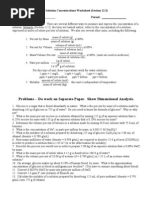 Concentrations Worksheet