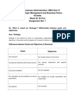 Master of Business Administration-MBA Sem IV MB0052 - Strategic Management and Business Policy - 4credits (Book ID: B1314) Assignment Set - 1