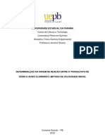 DETERMINAÇÃO DA ORDEM DE REAÇÃO ENTRE O TIOSSULFATO DE SÓDIO E ÁCIDO CLORÍDRICO (Word