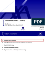 AXA Market Entry in India - A Case Study Tim Thomas: Chief Operating Officer, Bharti AXA Life