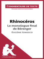 Rhinocéros de Ionesco - Le monologue final de Bérenger: Commentaire de texte