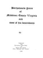 Bartholomew Yates of Middlesex County Virginia and Some of His Descendants