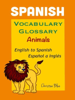 Spanish Vocabulary Glossary, Animals, English to Spanish, Español a Inglés