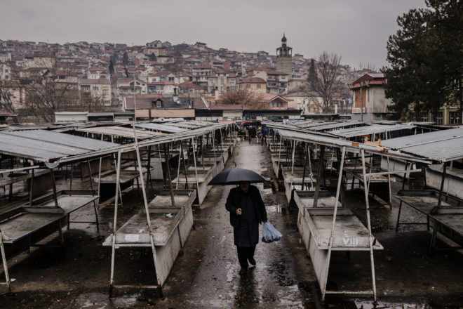 The Central Market in Veles. The town’s economy declined throughout the 1990s after Macedonia gained its independence.