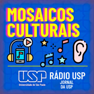 Capa do programa Mosaicos Culturais - Montagem com ícones de Flaticon