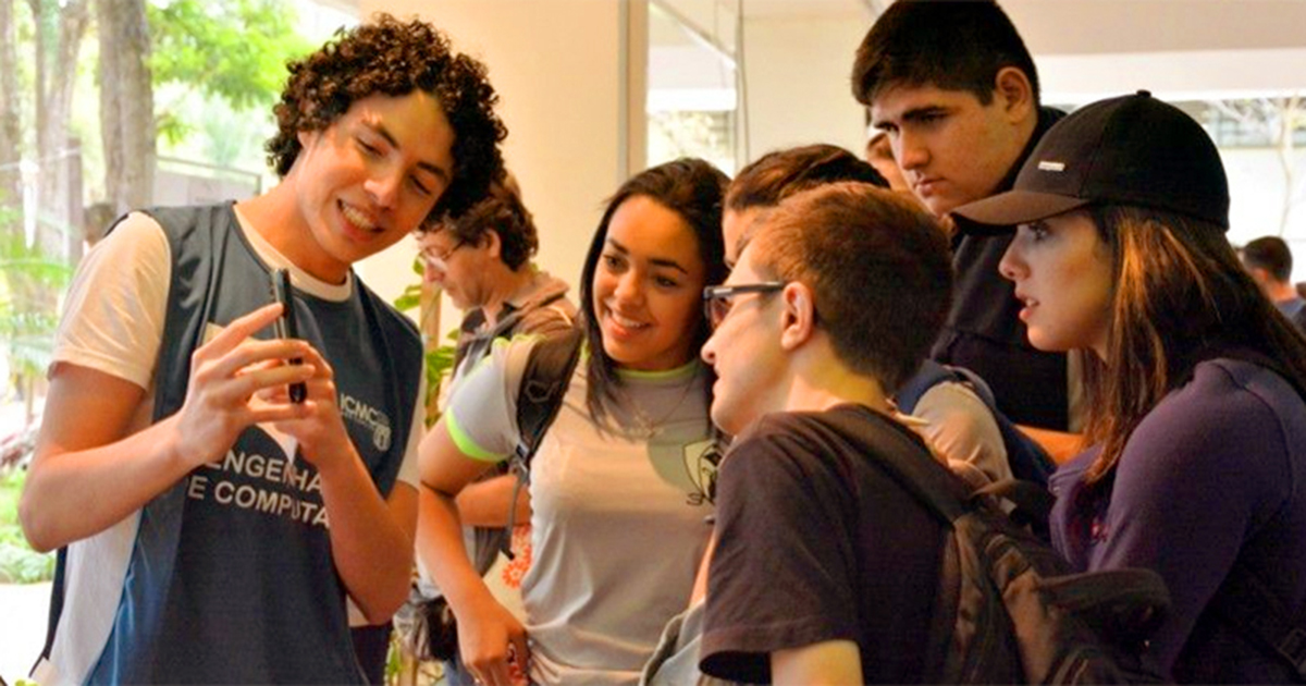 Atividade durante visitas monitoradas na USP - Foto: Divulgação/PRCEU USP