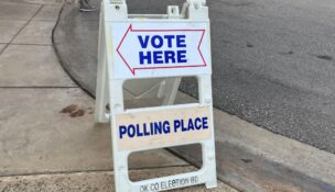 A polling place sign is pictured on Nov. 5. (Photo by Janelle Stecklein/Oklahoma Voice)