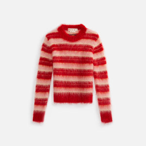 Marni Roundneck Brushed Stripe Sweater - Orangered