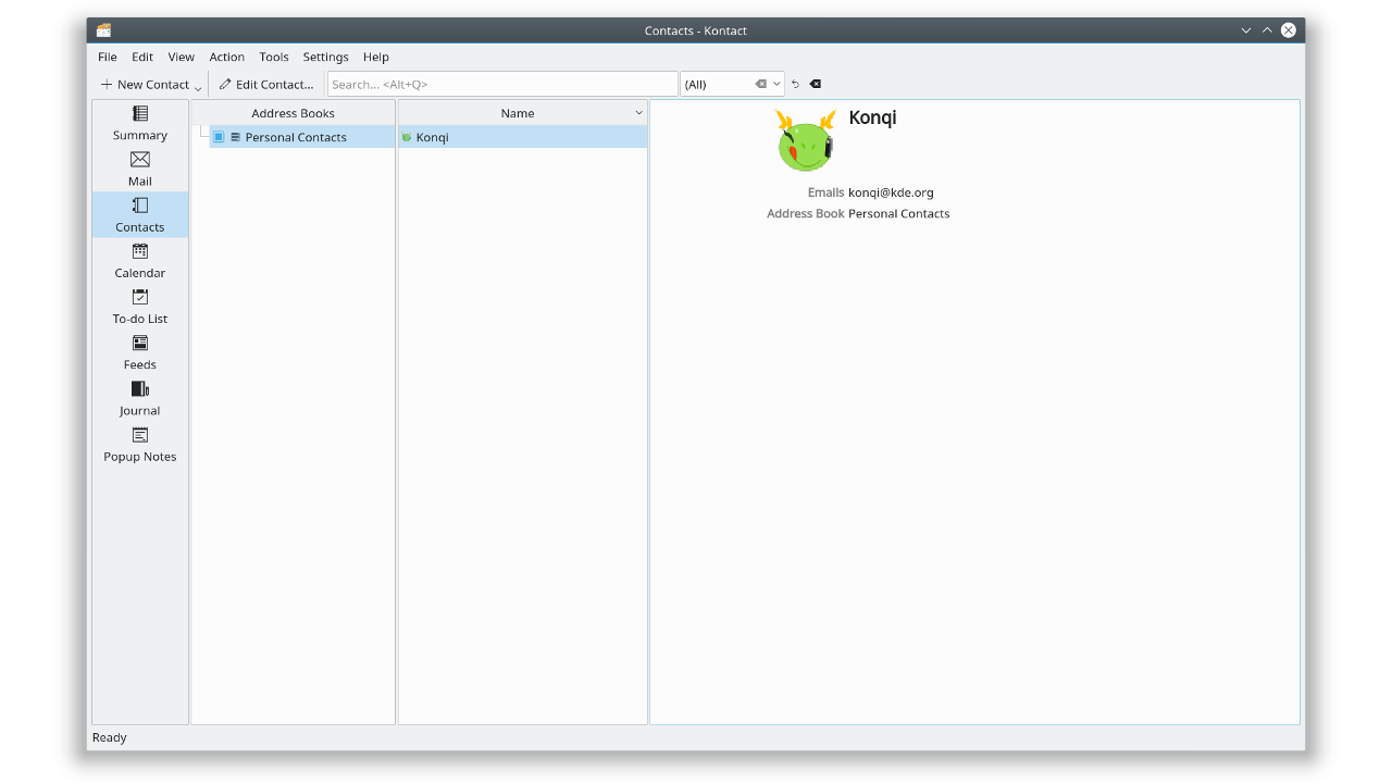 KAddressBook poskytuje snadný způsob pro správu kontaktů