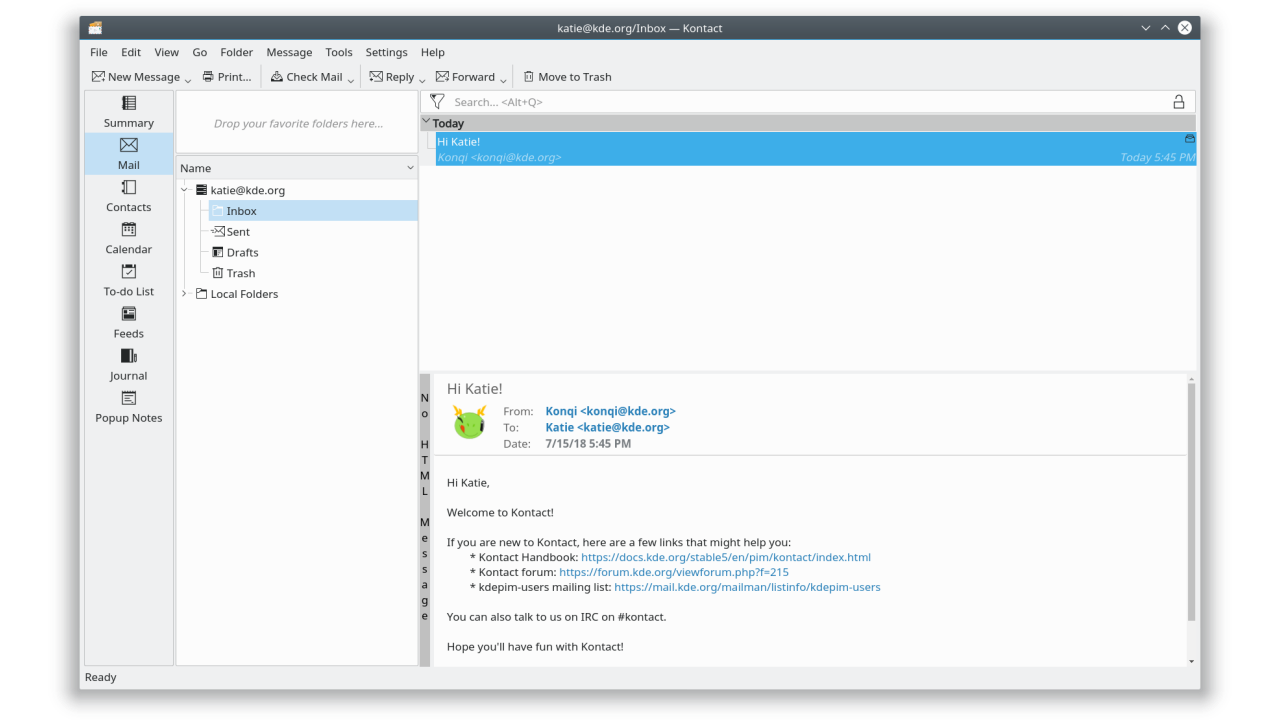 KMail, the email component of Kontact