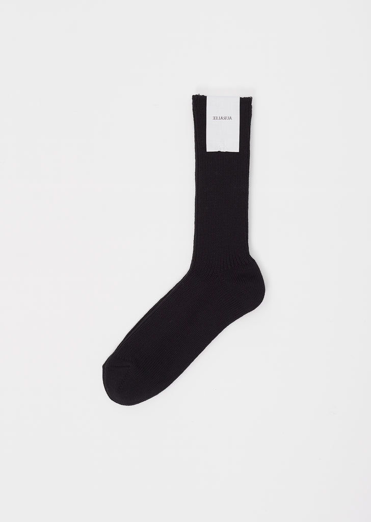 Cotton Cashmere Low Gauge Socks — Black