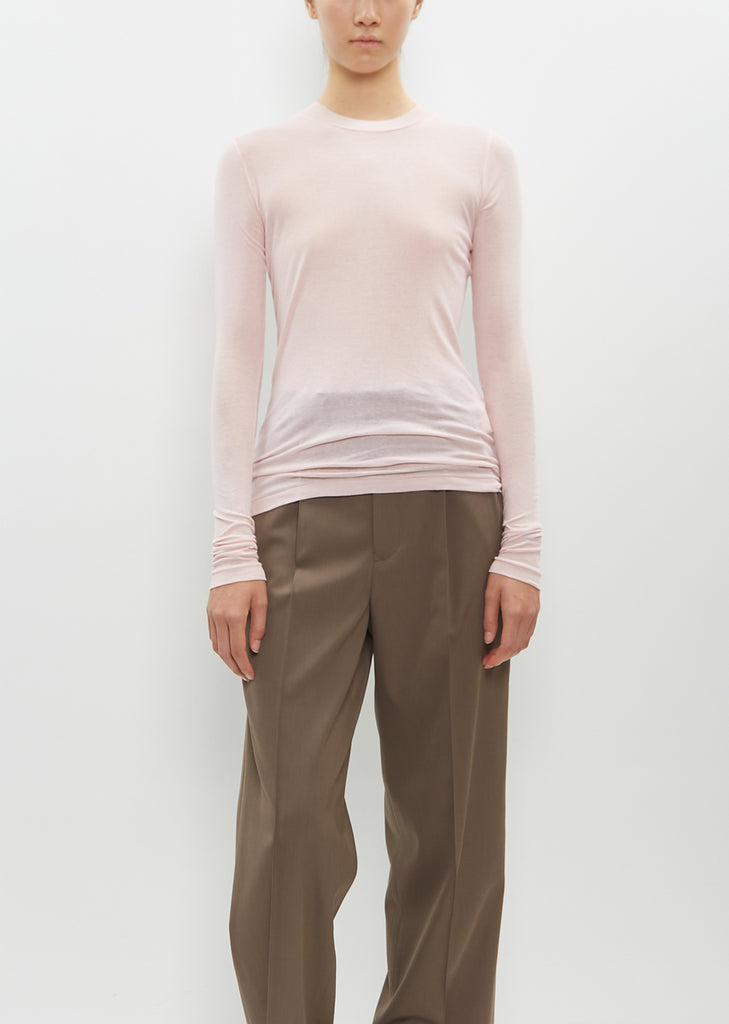 High Gauge Sheer Rib Long Sleeve Tee — Pink