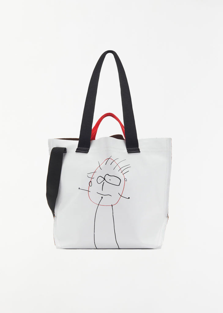 Medium Printed Shopper Bag — Optical White