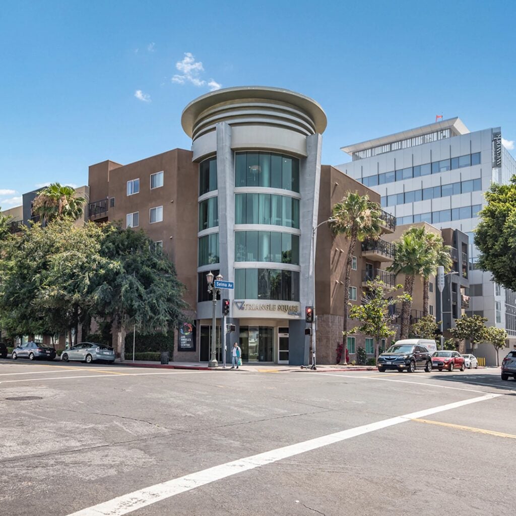 Exterior of Triangle Square Senior Apartments building