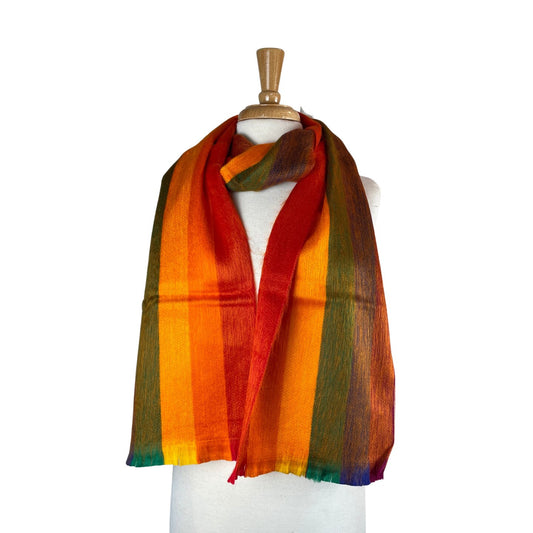 Rainbow Colors Alpaca Wool Fringe Scarf