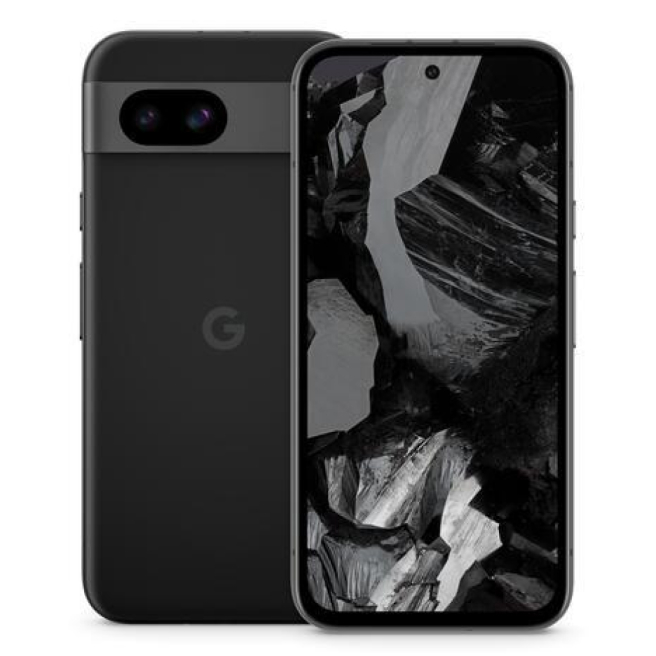 The front and back of a Google Pixel 7a phone. 