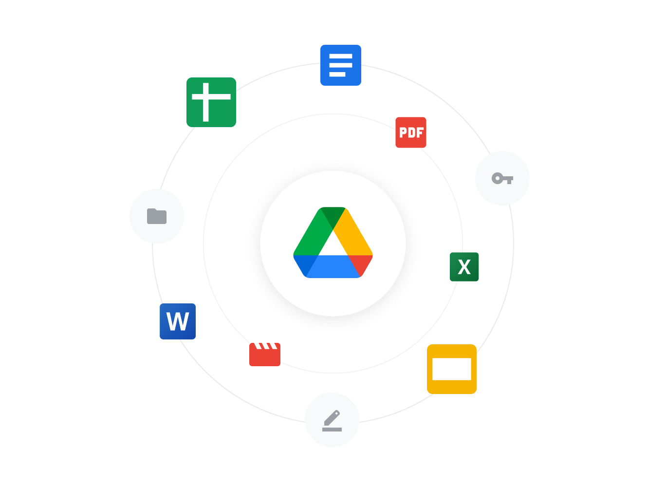 Een verzameling logo's van populaire Google Workspace-producten.