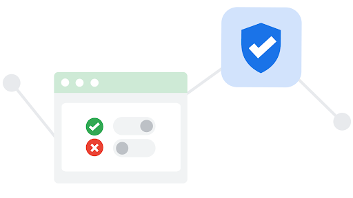 Illustrations show a window of a user’s cookies consent status and how site tags behave when access is granted.