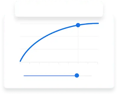 Ilustração de um gráfico de linhas a mostrar o alcance do anúncio com as estatísticas de gastos do público-alvo.