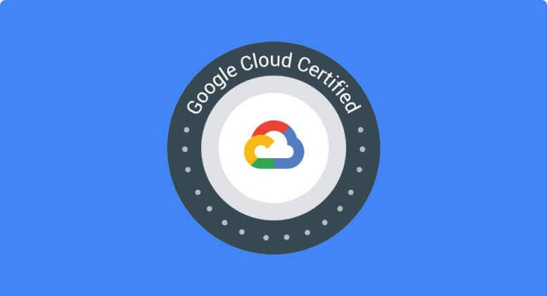 Una ilustración de una foca que dice “Google Cloud Certified” con el logotipo de Google Cloud en el centro.