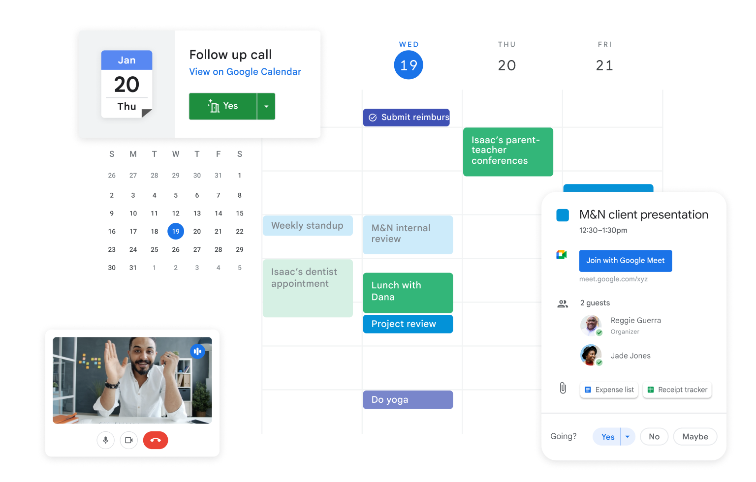 Un calendario que se puede compartir con Google Workspace.