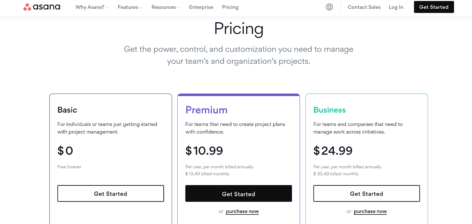 asana pricing