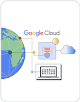 Imagen de una Tierra con Google Cloud escrita junto a ella