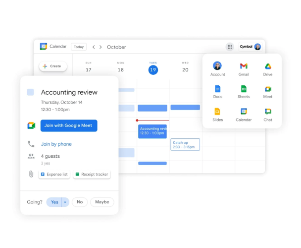 Google Workspace bevat Google Meet, Chat, Drive, Documenten, Spreadsheets en Presentaties in één abonnement. 