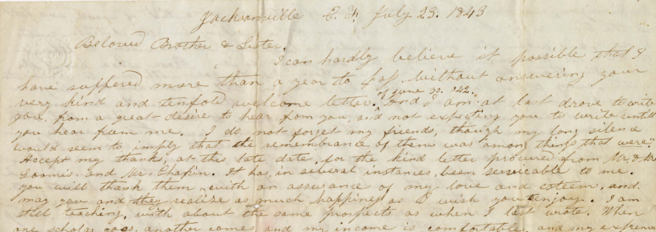 Cropped photo of a historical letter by Eliza Hatch.