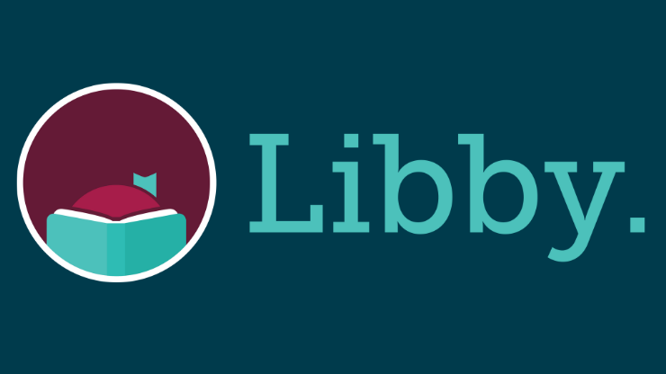 Icon of a person reading behind a book with the text Libby